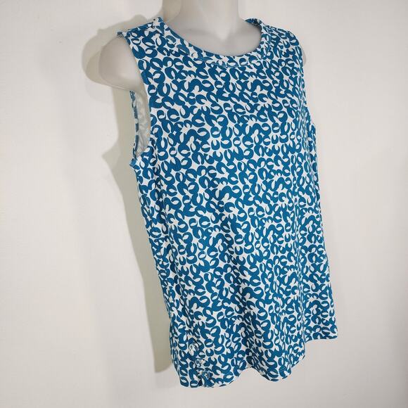 Chicos Womens Tank Top Medium Peacock Blue Geo Printed Button Detail Hardware - Picture 5 of 11